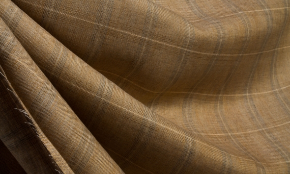 Тканина льон натуральний з малюнком клітка Італія Stella Ricci                                                                                                                                                                                             - Фото