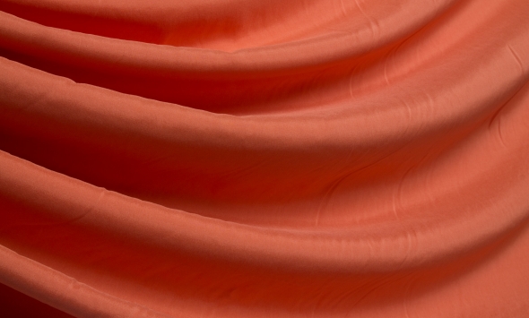 Тканина однотонний шовк помаранчевий Італія Stella Ricci                                                                                                                                                                                                   - Фото