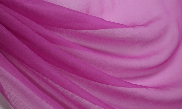 Тканина шифон креш однотонний рожевий Італія Stella Ricci                                                                                                                                                                                                  - Фото