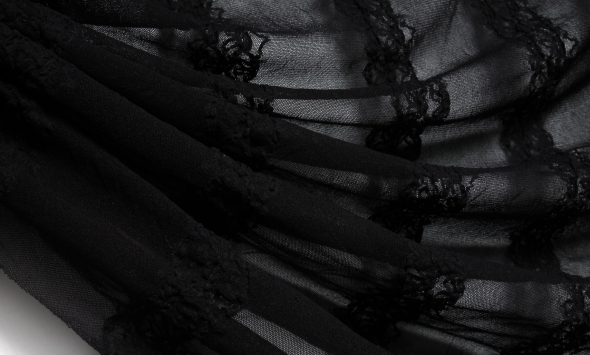 Тканина гіпюр однотонний черний італійський для блуз і суконь Stella Ricci                                                                                                                                                                                 - Фото