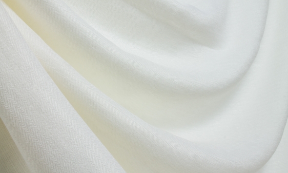Тканина льон з візерунком "ялинка" однотонний білий 280 г/м? Італія Stella Ricci                                                                                                                                                                           - Фото