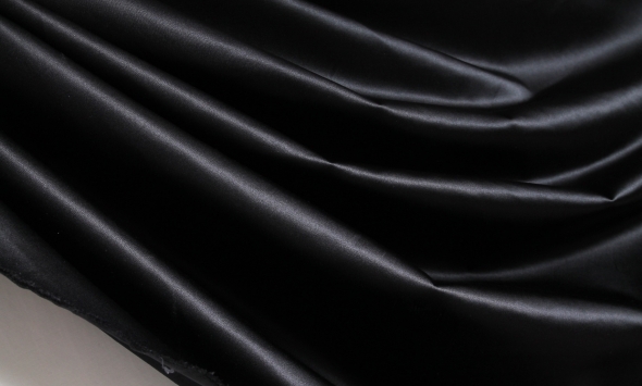 Ткань хлопок  полированный черный Италия Stella Ricci                                                                                                                                                                                                      - Фото