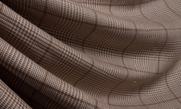 Тканина льон натуральний з малюнком клітка Італія Stella Ricci                                                                                                                                                                                             - Фото