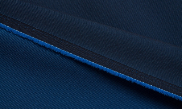 Тканина костюмна бавовна твіл однотонна синя  Італія Stella Ricci                                                                                                                                                                                          - Фото