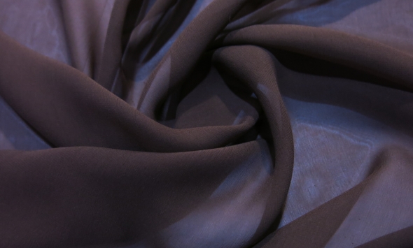 Тканина шифон креповий однотонний коричневий Італія Stella Ricci                                                                                                                                                                                           - Фото