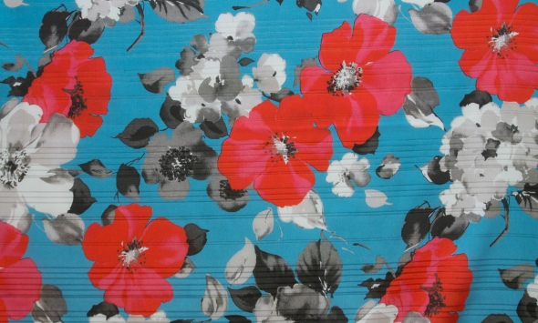 Тканина шовк натуральний принт квіти Італія Stella Ricci                                                                                                                                                                                                   - Фото