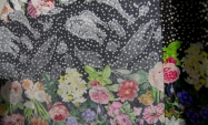 Тканина шовк квіти натуральний принтований Італія Stella Ricci                                                                                                                                                                                            