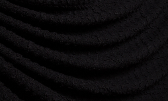 Тканина структурний вовняний трикотаж італійська для пошиття одягу чорного кольору                                                                                                                                                                         - Фото