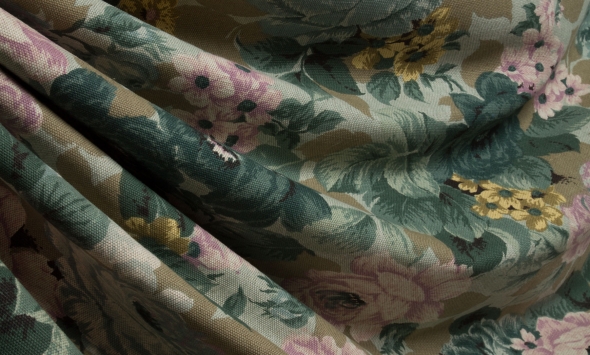 Тканина льон щільний принтований квіти Італія Stella Ricci                                                                                                                                                                                                 - Фото