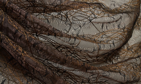 Кружево на органзе с вышивкой кордовой нитью 000/vn83 - Фото