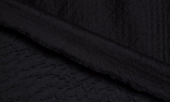 Тканина однотонний шовк дабл чорного кольору Італія Stella Ricci                                                                                                                                                                                           - Фото
