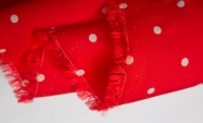 Тканина штапель червоний у білий горошок італійський Stella Ricci                                                                                                                                                                                         